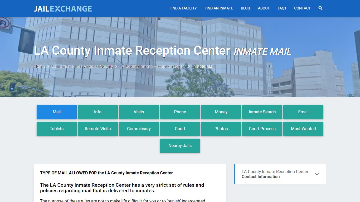 Inmate Mail - LA County Inmate Reception Center, CA - Jail Exchange